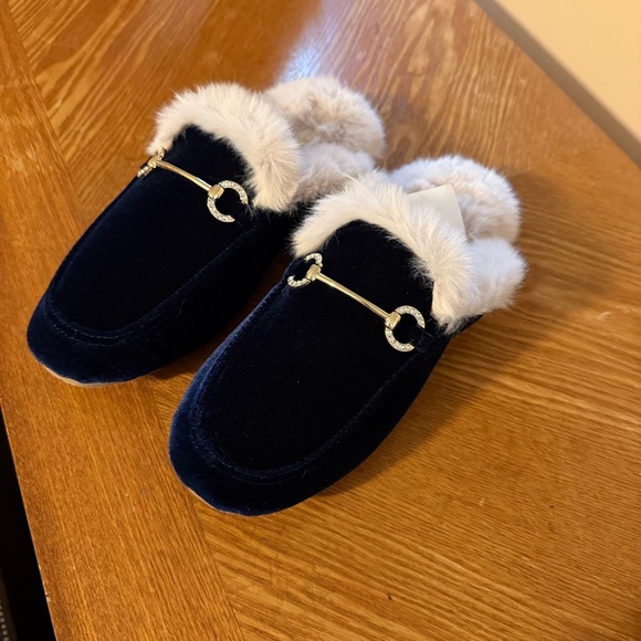 NWT J Crew Blue Velvet Loafer bit slippers size 8 - Picture 2 of 5